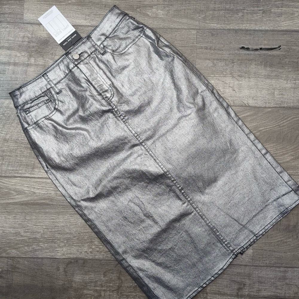 Marc New York Silver Knee-Length Pencil Skirt